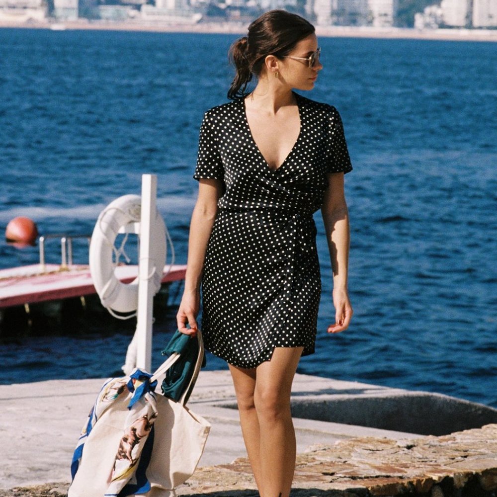 Ciao Lucia Silk wrap polka dot dress